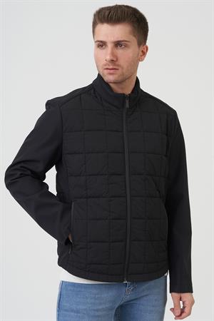 Siyah Slim Fit Fermuarlı İki Cepli Sıcak Tutan Mont