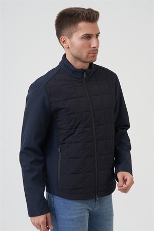 Lacivert Slim Fit Fermuarlı İki Cepli Sıcak Tutan Mont