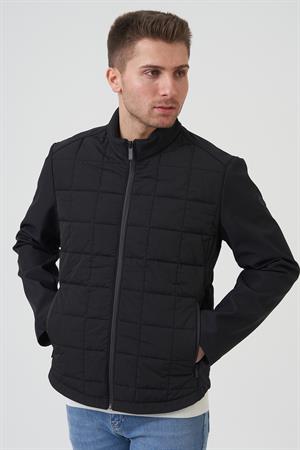 Siyah Slim Fit Fermuarlı İki Cepli Sıcak Tutan Mont
