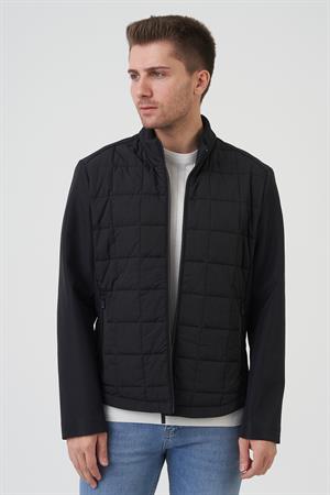 Siyah Slim Fit Fermuarlı İki Cepli Sıcak Tutan Mont