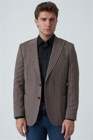 White Stone Agualva-Cacém C4012 Slim Fit 6 Drop Ceket Desenli