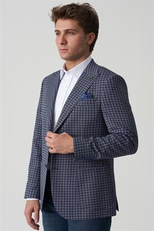 White Stone Águeda C4013 Slim Fit 6 Drop Ceket Desenli