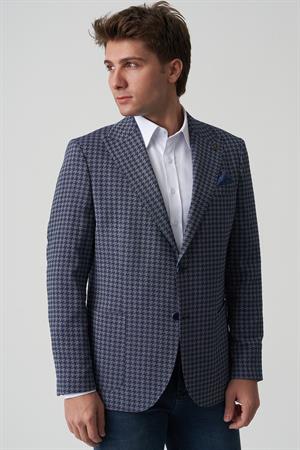 White Stone Águeda C4013 Slim Fit 6 Drop Ceket Desenli