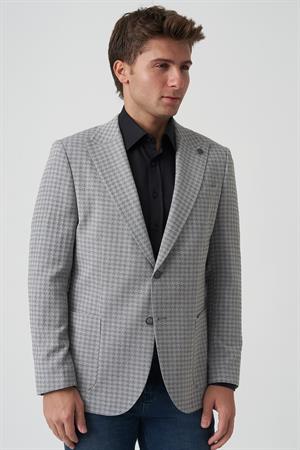 White Stone Albufeira 4014 Slim Fit 6 Drop Ceket Desenli