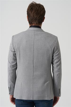 White Stone Albufeira 4014 Slim Fit 6 Drop Ceket Desenli