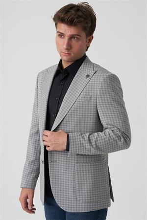 White Stone Albufeira 4014 Slim Fit 6 Drop Ceket Desenli