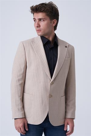 White Stone Alcácer do Sal C4015 Slim Fit 6 Drop Ceket Desenli