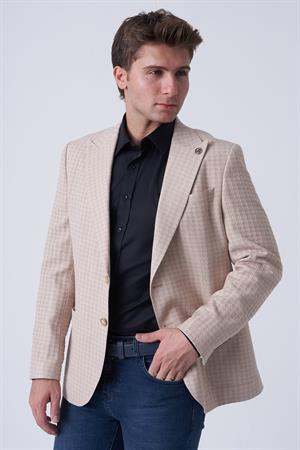 White Stone Alcácer do Sal C4015 Slim Fit 6 Drop Ceket Desenli