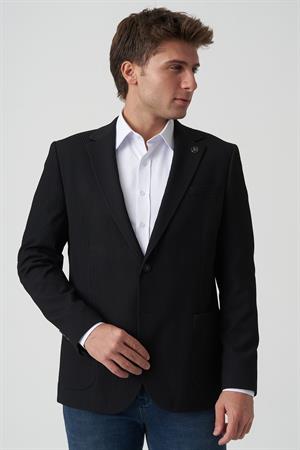 White Stone Alcobaça C4016 Slim Fit 6 Drop Ceket Siyah