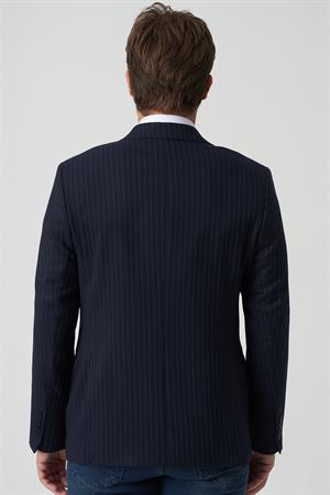 White Stone Amadora C4021 Slim Fit 6 Drop Kruvaze Ceket Desenli