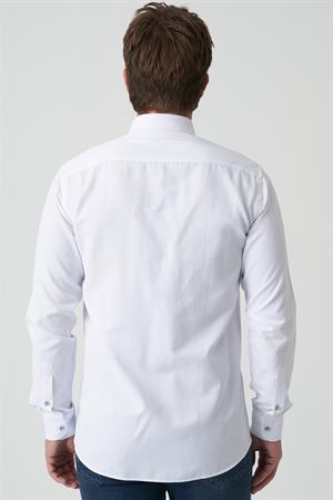 White Stone Aveiro G2513 Slim Fit Desenli Gömlek Beyaz
