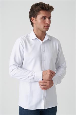 White Stone Braga G2517 Slim Fit Desenli Beyaz Gömlek