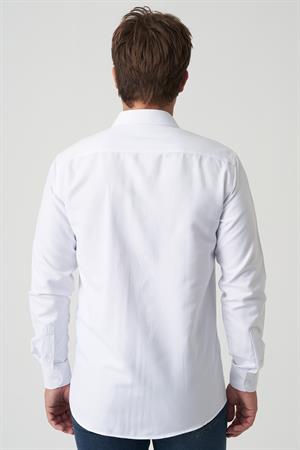 White Stone Braga G2517 Slim Fit Desenli Beyaz Gömlek