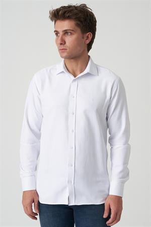 White Stone Braga G2517 Slim Fit Desenli Beyaz Gömlek