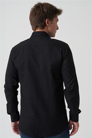White Stone Caldas da Rainha G2518 Slim Fit Gömlek Desenli Siyah