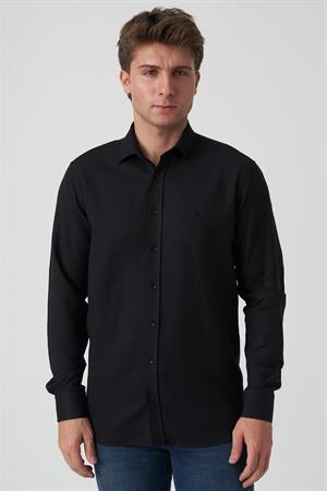 White Stone Caldas da Rainha G2518 Slim Fit Gömlek Desenli Siyah