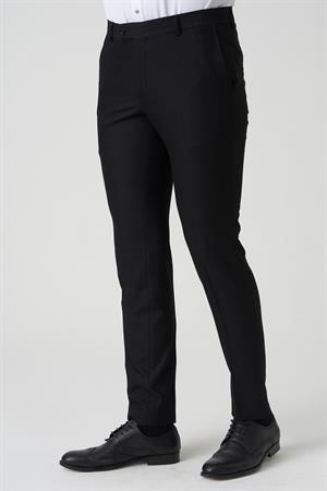 White Stone Abrantes P1021 Slim Fit Düz Kumaş Pantolon Siyah