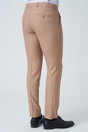 Bej Slim Fit Yan Cepli Fermuar Kapama Kumaş Pantolon