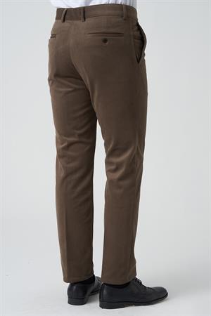White Stone Amora P1031 Slim Fit Pamuklu Kadife Pantolon Toprak