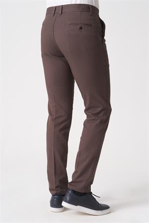 Kahverengi Slim Fit Pamuklu Chino Pantolon