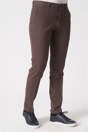Kahverengi Slim Fit Pamuklu Chino Pantolon