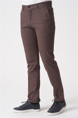 Kahverengi Slim Fit Pamuklu Chino Pantolon