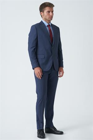 Mavi Slim Fit Kalıp Esnek Likralı Kapaklı Cepli Takım Elbise
