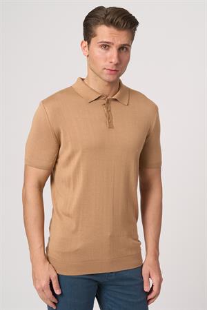 WHİTE STONE  2025-Y  25251 POLA YAKA DÜG.BASIC  TSHIRT    VİZON