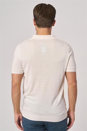 WHİTE STONE  2025-Y  25251 POLA YAKA DÜG.BASIC  TSHIRT    EKRU