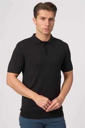 WHİTE STONE  2025-Y  25251 POLA YAKA DÜG.BASIC  TSHIRT    SİYAH