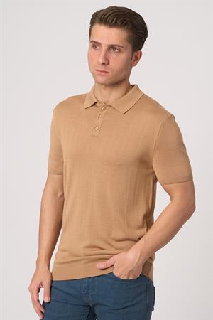 WHİTE STONE  2025-Y  25251 POLA YAKA DÜG.BASIC  TSHIRT    VİZON