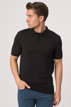 WHİTE STONE  2025-Y  25251 POLA YAKA DÜG.BASIC  TSHIRT    SİYAH