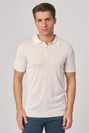 WHİTE STONE  2025-Y  25251 POLA YAKA DÜG.BASIC  TSHIRT    EKRU