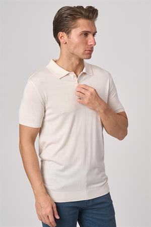 WHİTE STONE  2025-Y  25251 POLA YAKA DÜG.BASIC  TSHIRT    EKRU