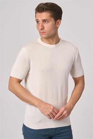 WHİTE STONE  2025-Y  25255 O YAKA BASIC  TSHIRT    EKRU