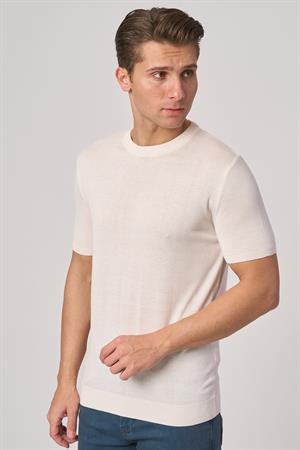 WHİTE STONE  2025-Y  25255 O YAKA BASIC  TSHIRT    EKRU