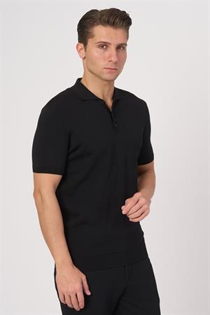 WHİTE STONE  2025-Y  25280 RAYON  O YAKA DÜĞM. TSHIRT    SİYAH