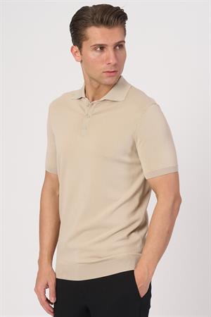 WHİTE STONE  2025-Y  25280 RAYON  O YAKA DÜĞM. TSHIRT    BEJ