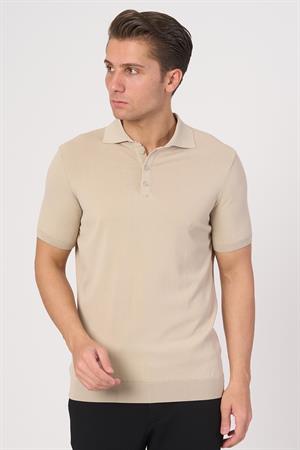 WHİTE STONE  2025-Y  25280 RAYON  O YAKA DÜĞM. TSHIRT    BEJ