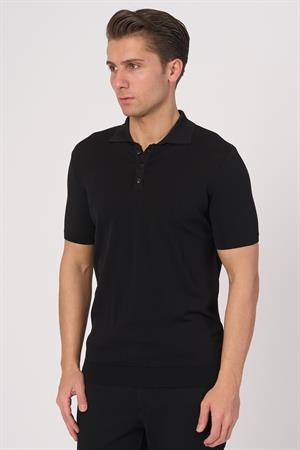 WHİTE STONE  2025-Y  25280 RAYON  O YAKA DÜĞM. TSHIRT    SİYAH