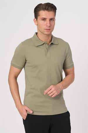 WHİTE STONE  2025-Y  2570-Y POLA YAKA TSHIRT    YEŞİL