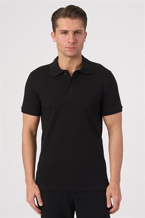 WHİTE STONE  2025-Y  2570-Y POLA YAKA TSHIRT    SİYAH