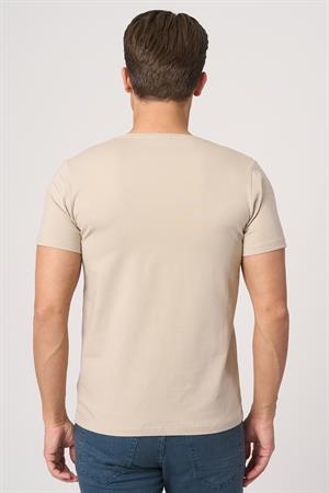 WHİTE STONE  2025-Y  2576  BİSİKLET YAKA TSHIRT    BEJ