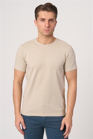 WHİTE STONE  2025-Y  2576  BİSİKLET YAKA TSHIRT    BEJ