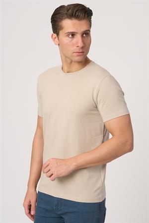 WHİTE STONE  2025-Y  2576  BİSİKLET YAKA TSHIRT    BEJ