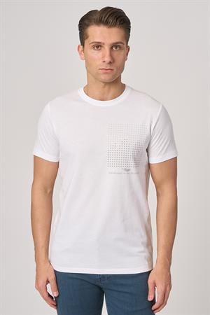 WHİTE STONE  2025-Y  3076  BİSİKLET YAKA TSHIRT    BEYAZ
