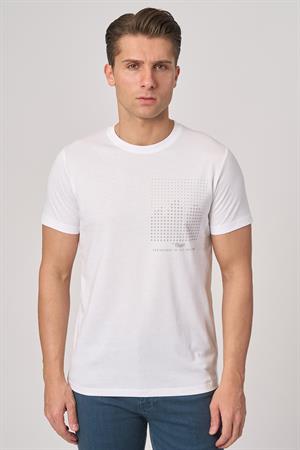WHİTE STONE  2025-Y  3076  BİSİKLET YAKA TSHIRT    BEYAZ