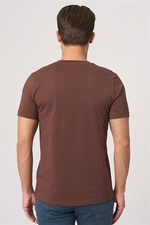 WHİTE STONE  2025-Y  3076  BİSİKLET YAKA TSHIRT    KAHVE
