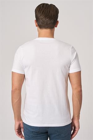 WHİTE STONE  2025-Y  3076  BİSİKLET YAKA TSHIRT    BEYAZ