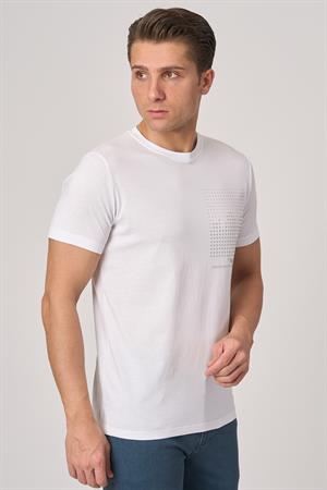 WHİTE STONE  2025-Y  3076  BİSİKLET YAKA TSHIRT    BEYAZ